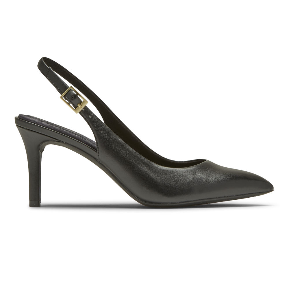 Rockport Womens Pumps Black - Total Motion Pointed Toe Sling - UK 630-HFEOYR